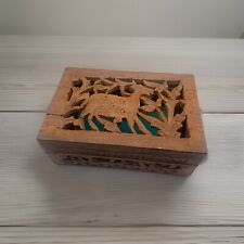 Vintage Wooden Box with Detailed Deer Carvings, Collectible Handmade Wooden Box picture