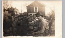 HOUSE CONSTRUCTION CREW brick laying real photo postcard rppc occupational work picture