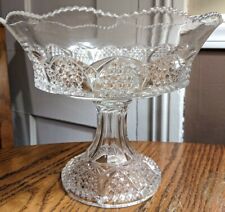 Antique Cut Glass Compote Footed Bowl Extra Nice VINTAGE picture