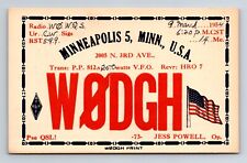 Vintage Ham Radio CB Amateur QSL QSO Postcard W0DGH Minneapolis, Minnesota 1954 picture
