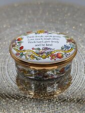 Halcyon Days White Floral Trinket Pill Jewelry Ring Enamel Box Think Deeply picture