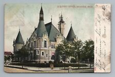 1907 Post Office Saginaw Michigan Vintage Postcard picture