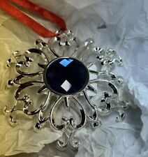 Lenox Snowflake Christmas Ornament Silver With Blue Faceted Crystal 4.75 In picture