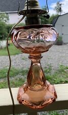 Vintage Findley Pink  Depression Glass Queen of Hearts Lamp Converted  Electric picture