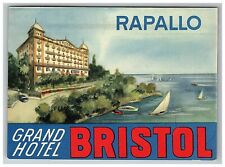 c1940s -50s Grand Hotel Bristol  Luggage Label Sticker Rapallo Italy picture