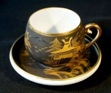 Beautiful Satsuma Lithophane Geisha Cup And Saucer With Wooden Stand picture