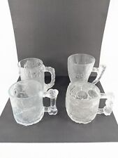 Vintage FLINTSTONES 1993 McDONALDS “Rocdonalds” Glass Mugs Complete Set Of 4 picture