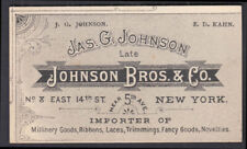 Jas G Johnson late Johnson Bros Millinery Importer business card NYC c 1880s picture