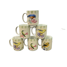 Set of 6 Lenox Summer Greetings Mugs Catherine McClung 4 different birds picture