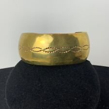 Vintage Native American Handmade Brass Cuff Bracelet Signed EO picture