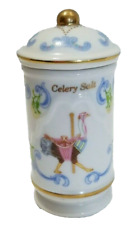 Celery Salt Jar -Lenox Fine Porcelain 1993 The Spice Carousel w/Lid GD Fill Trim picture
