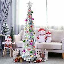 5FT Christmas Tinsel Tree DIY Artificial LED lights Christmas Tree W/Stand Decor picture