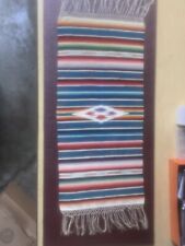 Vintage Mexican Wool Saltillo Serape Blanket Runner  Textile Art picture