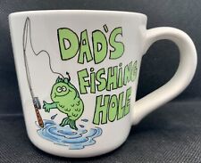 Vintage Russ Berrie Coffee Mug Dads Fishing Hole 3D Fish Inside Fathers Day Gift picture