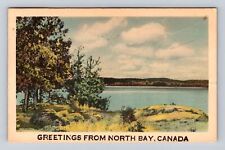 North Bay ON-Ontario Canada, Scenic Greetings, Water, Vintage c1948 Postcard picture
