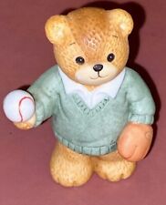 Vintage 1987 Lucy Rigg Enesco Porcelain Bear Lucy & Me Boy with Glove & Ball picture