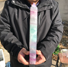 1170g Large Natural Rainbow Fluorite Obelisk Crystal Wand Point Specimen Healing picture