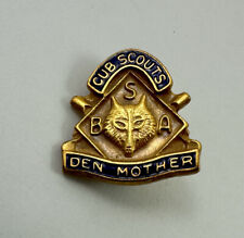Vintage Boy Scouts of America Den Mother Gold Plated Lapel Pin BSA Eagle Mom Cub picture