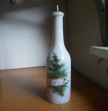 1860s PONTILED SEA FOAM HAND PAINTED BARBER BOTTLE WITH STOPPER APPLIED LIP picture