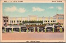 MIAMI, Florida Postcard NEW SEMINOLE HOTEL Flagler Street / Curteich Linen 1941 picture