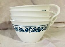 Corelle Blue Onion Vintage Coffee/Tea Cups- Set Of 4- Collectible Milk Glass picture