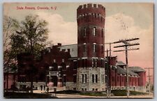 New York Oneonta State Armory Birds Eye View US Military Government VTG Postcard picture