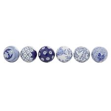 Deco 79 Benzara 82520 Blue & White Ceramic Ball- Set of 6 - Home Accent, 3
