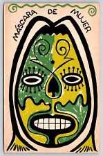 Native Americana Indian~Spanish Green & Yellow Womans Mask~Vintage Postcard picture