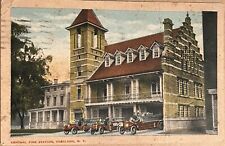 Cortland New York Central Fire Station Fire Trucks Antique Postcard 1919 picture