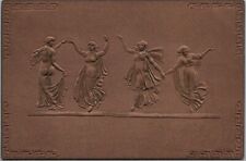 Vintage 1900s Embossed Greetings Postcard Greek-Inspired Dancing Figures UNUSED picture