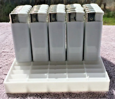 White Wt Silver Cap Electronic Disposable Lighters Adjustable Flame (25) Display picture
