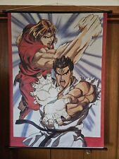 Vintage Street Fighter II Wall Scroll Ken Ryu Rare Capcom 30x40 Poster 90s AS IS picture