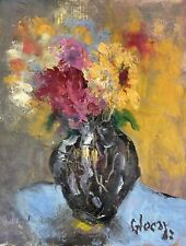 1982 Original Father Emilian Glocar Floral Still Life Oil Painting Signed picture