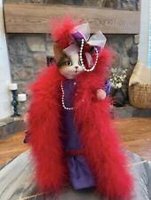 Vintage Heather Hykes Catnip Collection Doll Molly Red Hat Purple Dress picture