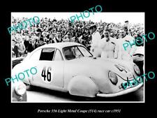 OLD LARGE HISTORIC PHOTO OF 1951 PORSCHE 356 COUPE LIGHT RACE CAR picture
