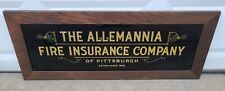 Vintage Antique Allemannia Fire Insurance Reverse Painted Glass Advertising Sign picture