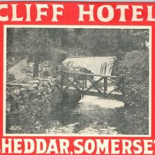 c1930s Cheddar, Somerset, England Luggage Label Cliff Hotel Picture Decal 2C picture