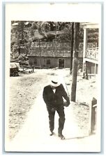 Man Walking Mt. Manitou Park Manitou Colorado CO RPPC Photo Vintage Postcard picture