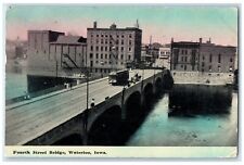 1913 Fourth Street Bridge Exterior Building Streetcar Waterloo Iowa IA Postcard picture