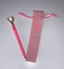 2 Diamond Top Pens With 2 Pink Bags With Ribbon Logo. picture