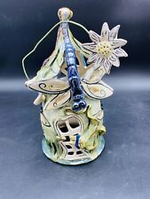 2002 Blue Sky Heather Goldminc ~ Dragonfly Fairy House ~ Ceramic Candle Holder picture