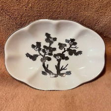 Vintage Japanese Irridescent Leaved Bonsai Scalloped Small Dish picture