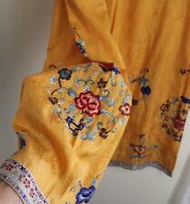 Estate Vintage Imperial Silk Chinese Embroidered Pants Floral 38