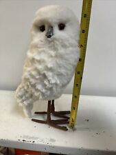 Snowy Owl White Owl 9.5” Faux Fur Feathers Wrapped Wire Feet Figure Realistic ￼ picture