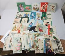 Vtg Lot 64 Christmas Cards Early 1960s MCM Sleigh Bell Mary Choir Candy Canes picture