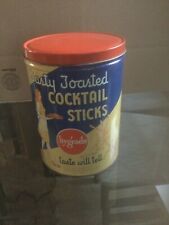 VINTAGE HYGRADE TASTY TOASTED COCKTAIL STICKS GENERAL STORE ADVERTISING TIN picture