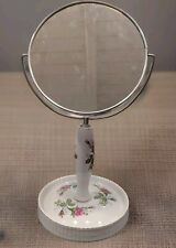 Vintage Porcelain Double Sided Magnifying Vanity Make Up Mirror  Rose Floral picture