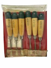 Vintage Craftsman Wood Carving Chisels Tool Set with Pouch, 6 pc. No. 3689 picture