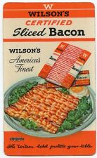 Vintage 1950 WILSON'S CERTIFIED SLICED BACON Wallet Pocket Calendar Plastic picture