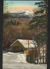 Postcard c1946 NH Mt Liberty and Covered Bridge Franconia Notch White Mountains picture